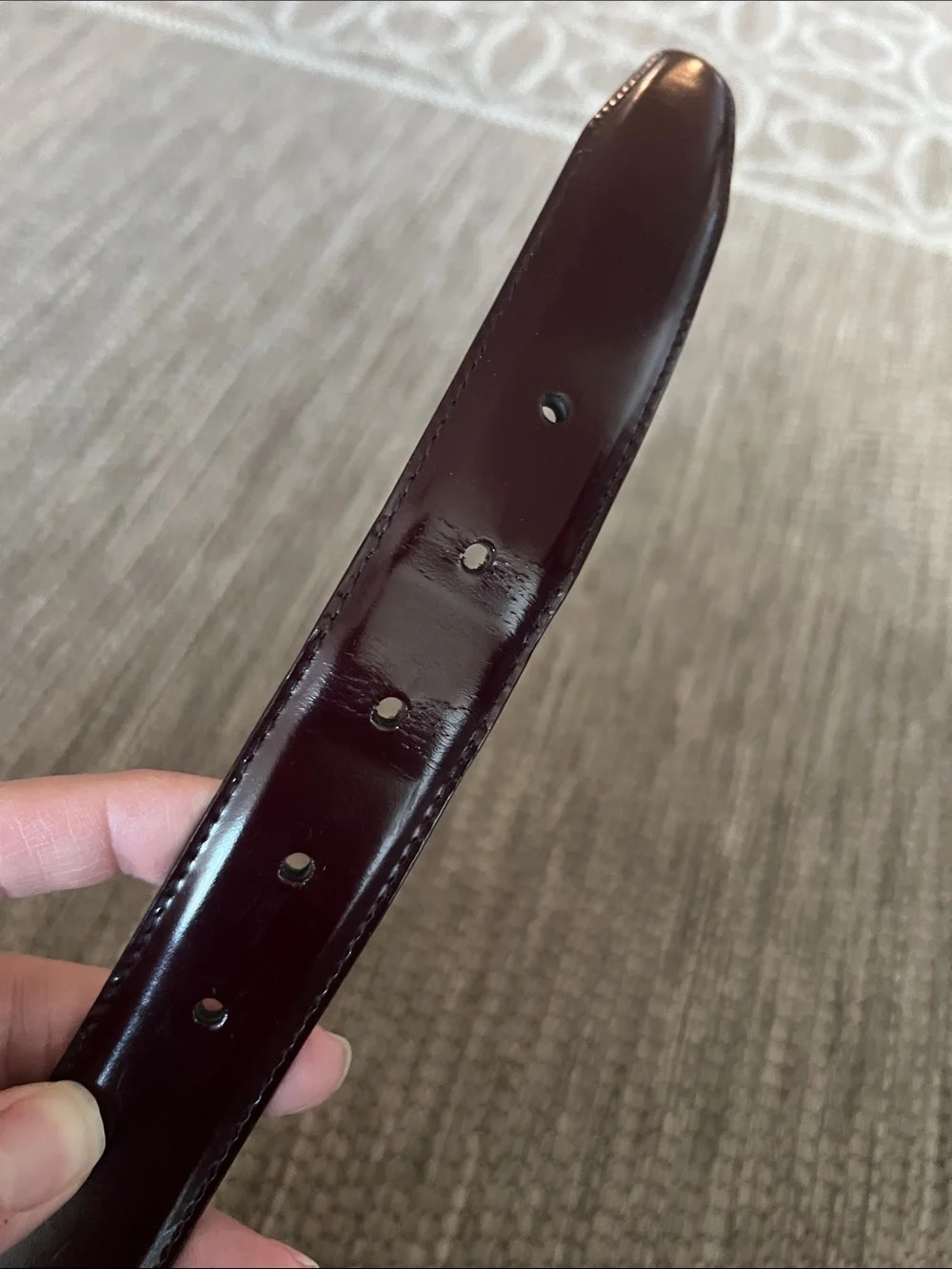COACH Men’s Burgundy Leather and Brass Polished Cowhide #3931 Belt size 42